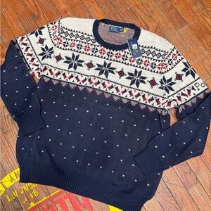 Polo by Ralph Lauren Navy and White Fair Isle Sweater
